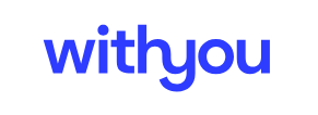 Withyou (new logo) With you in blue letters on a white background.